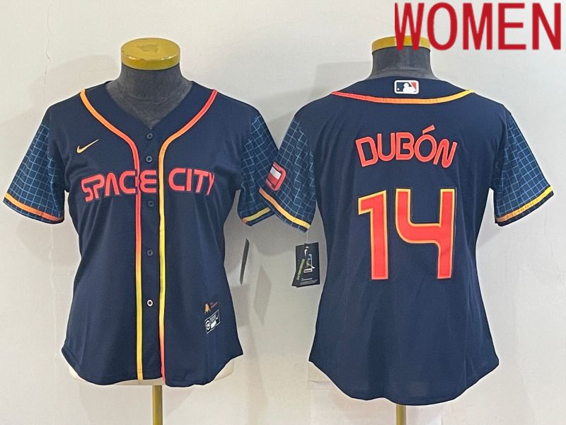 Women Houston Astros 14 Dubon Blue City Edition Game Nike 2022 MLB Jerseys
